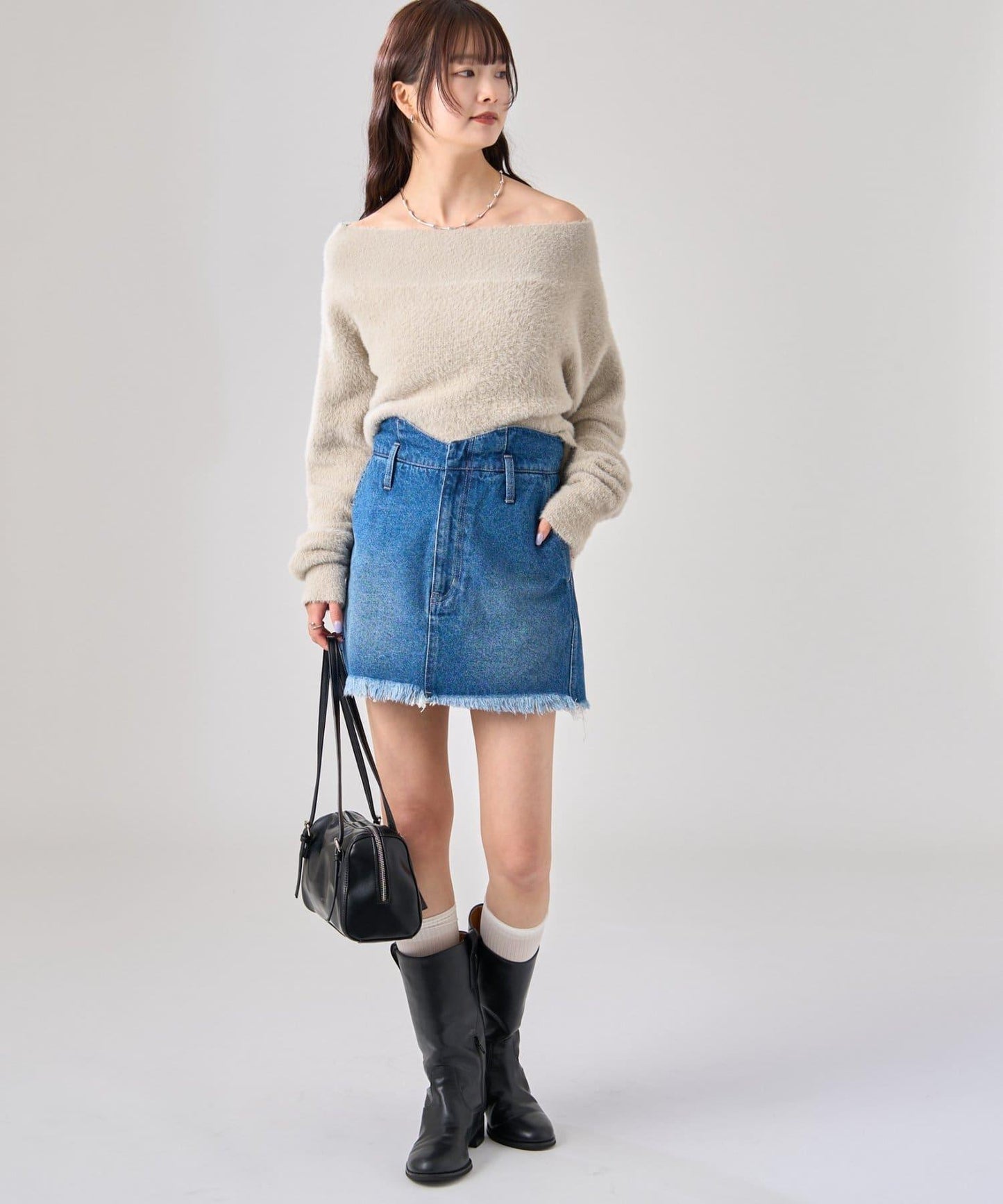 【mystic】波浪牛仔迷你裙