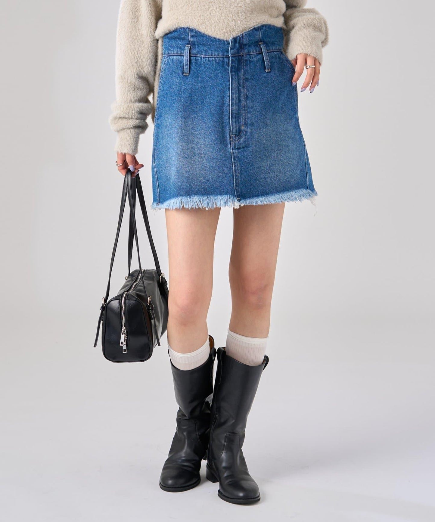 【mystic】波浪牛仔迷你裙