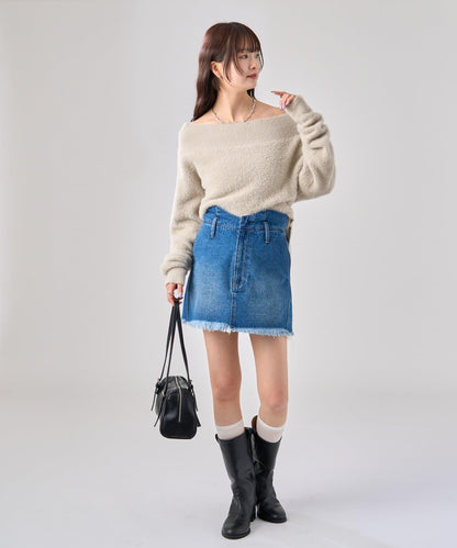 【mystic】波浪牛仔迷你裙