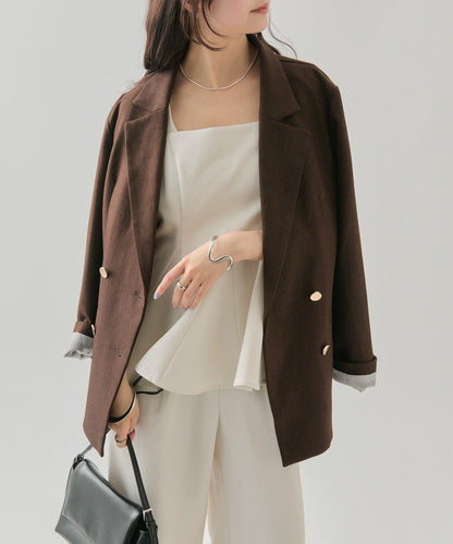 花呢荷葉邊吊帶上衣套裝