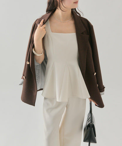 花呢荷葉邊吊帶上衣套裝