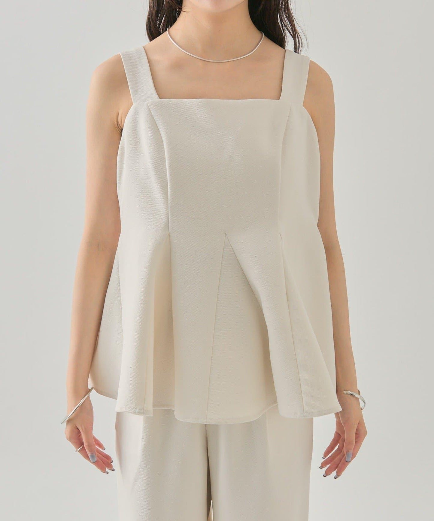 花呢荷葉邊吊帶上衣套裝