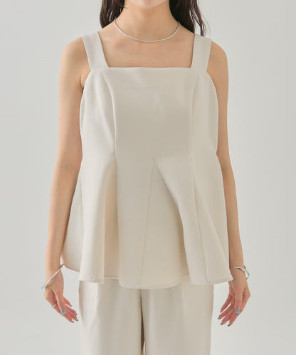 花呢荷葉邊吊帶上衣套裝