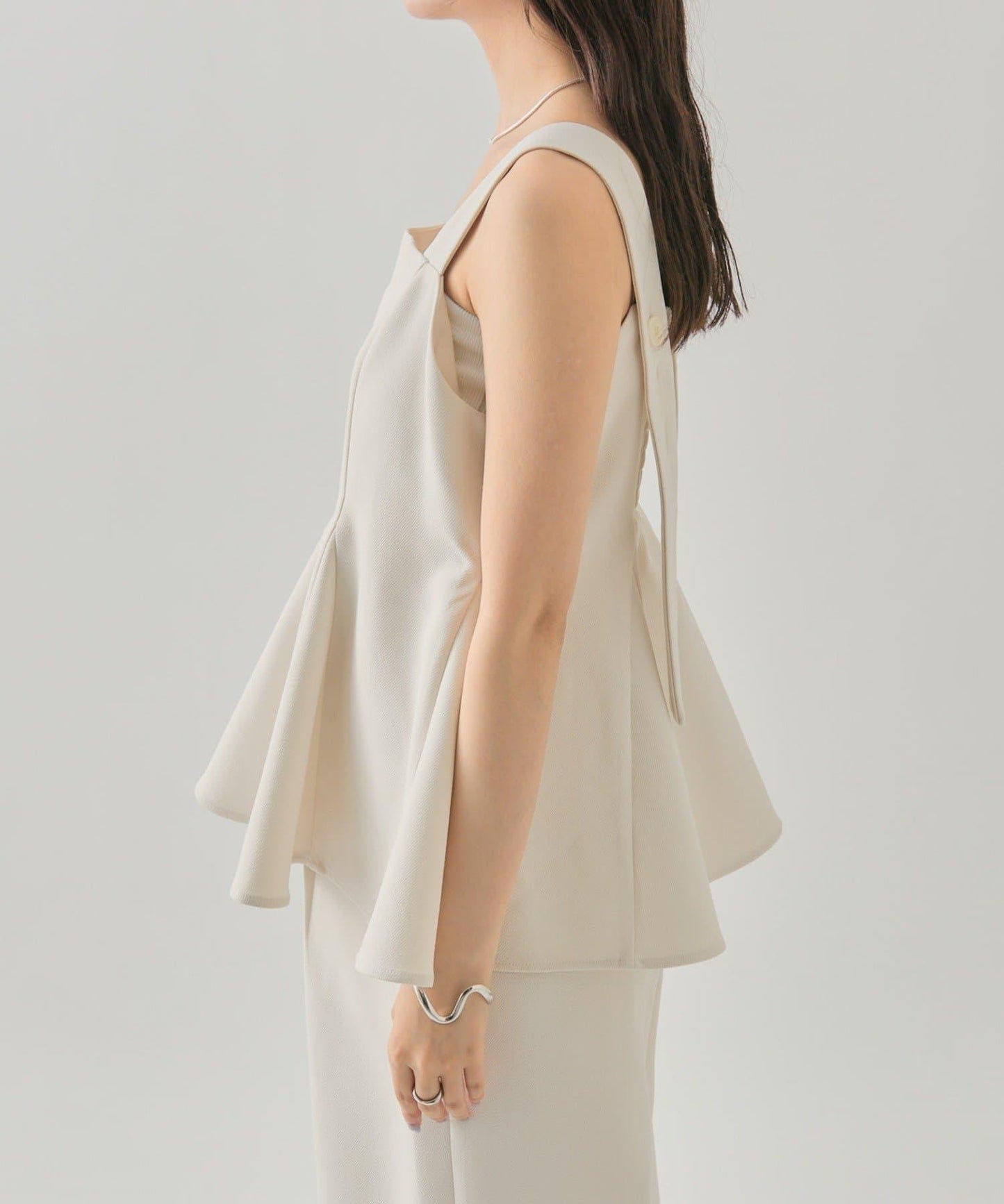 花呢荷葉邊吊帶上衣套裝