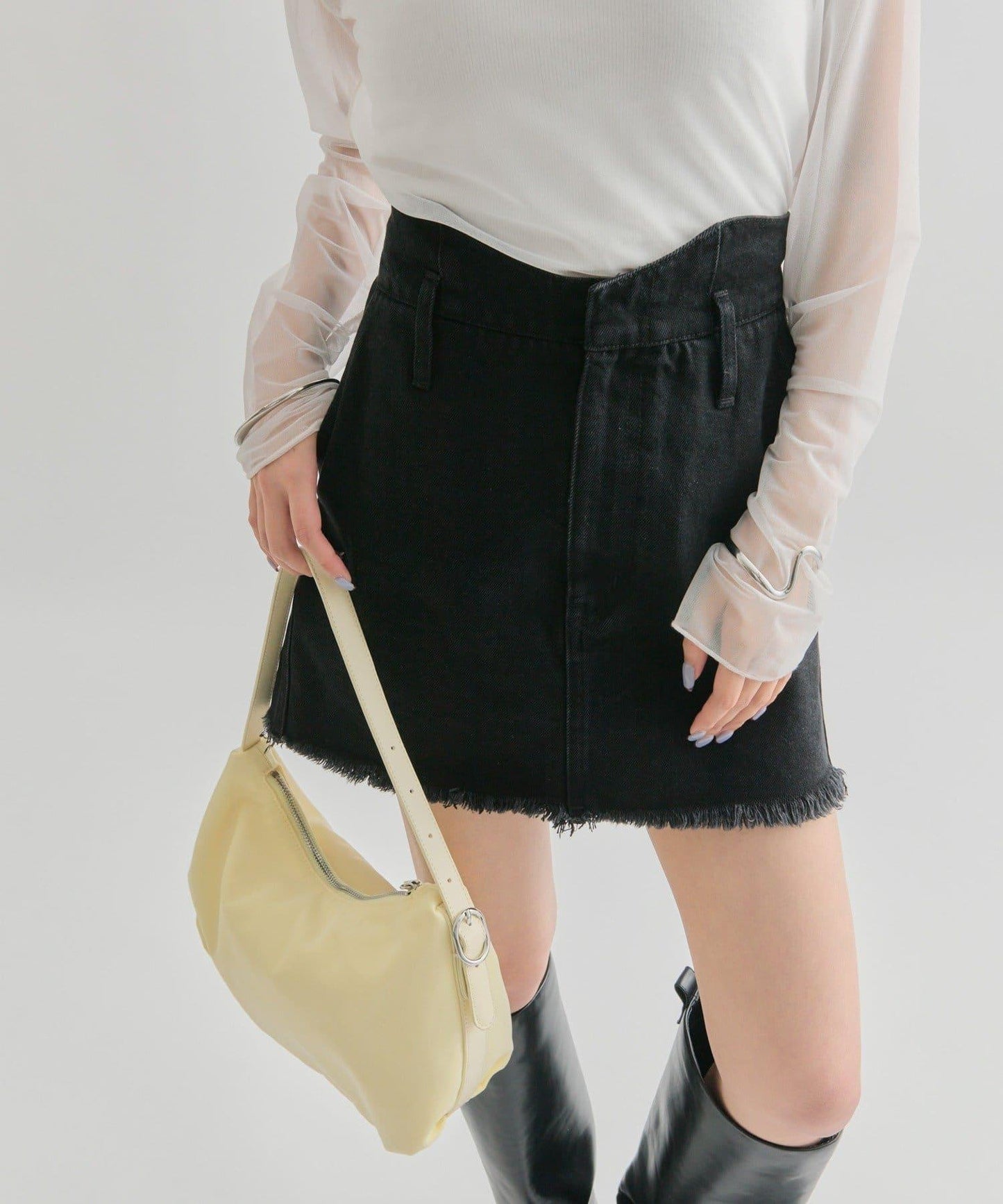 【mystic】波浪牛仔迷你裙