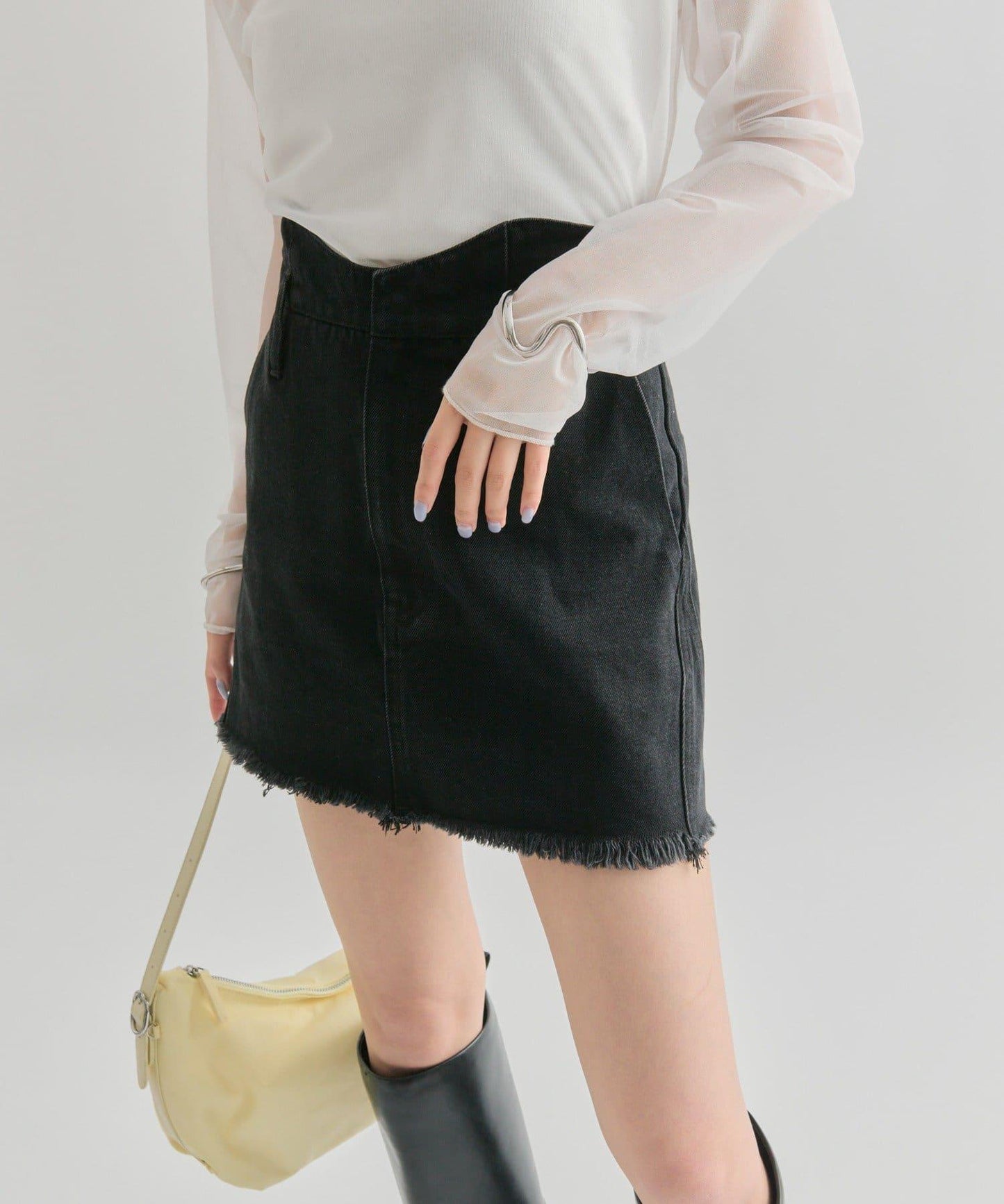 【mystic】波浪牛仔迷你裙