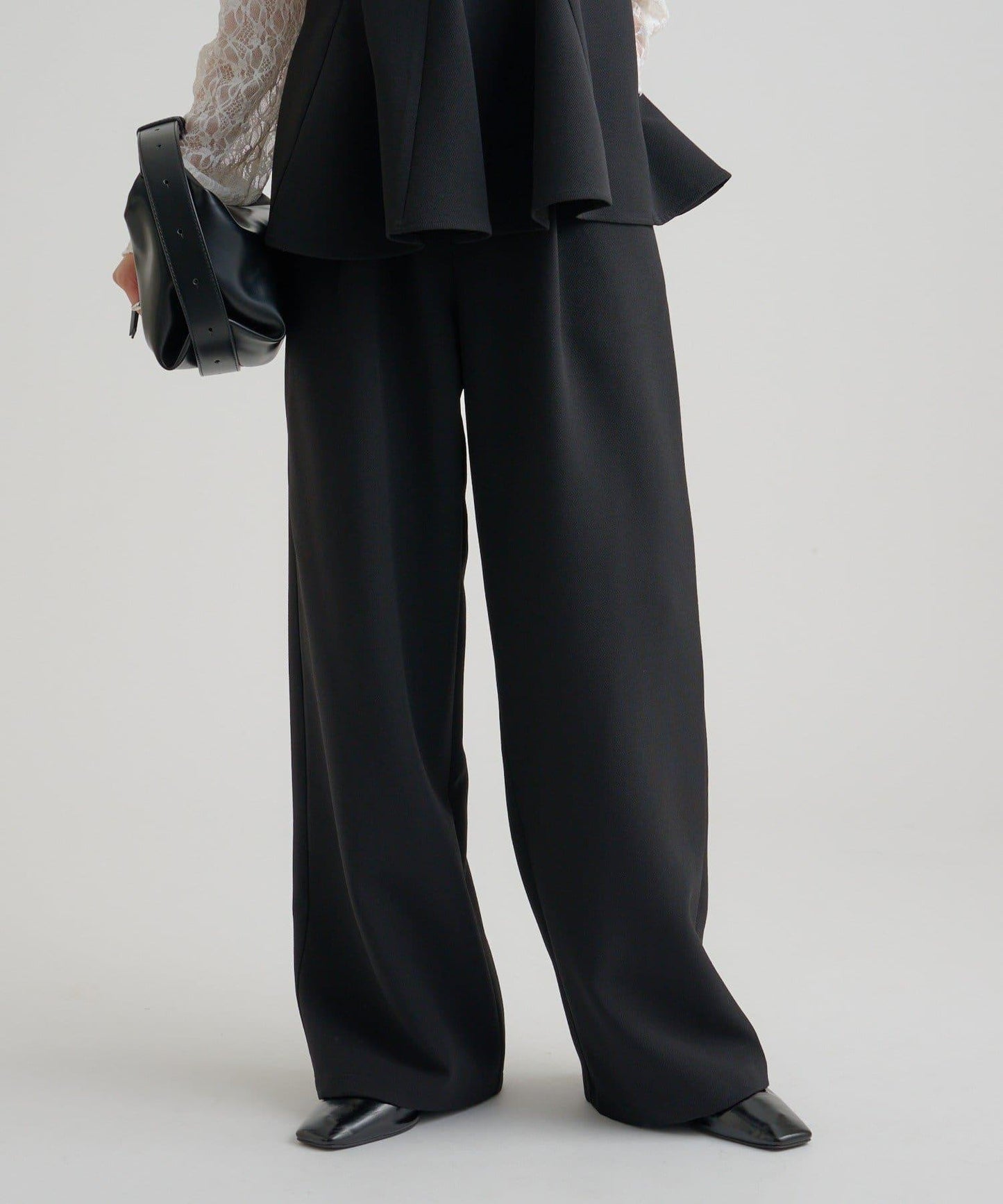 花呢荷葉邊吊帶上衣套裝