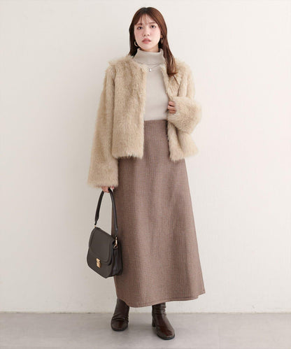 無領仿毛皮夾克