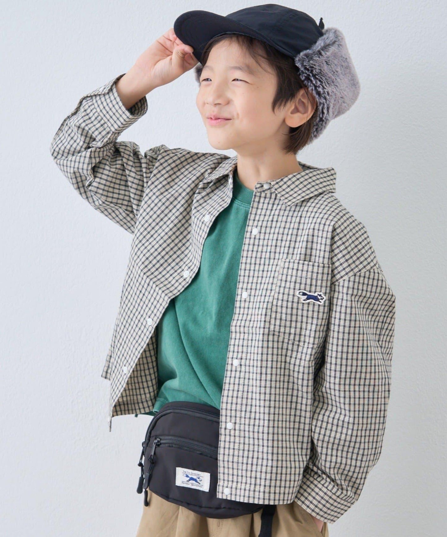 【KIDS】【FOX×TYPY】格子寬鬆襯衫