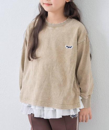 【KIDS】【FOX×TYPY】水洗工藝單點裝飾長袖T恤