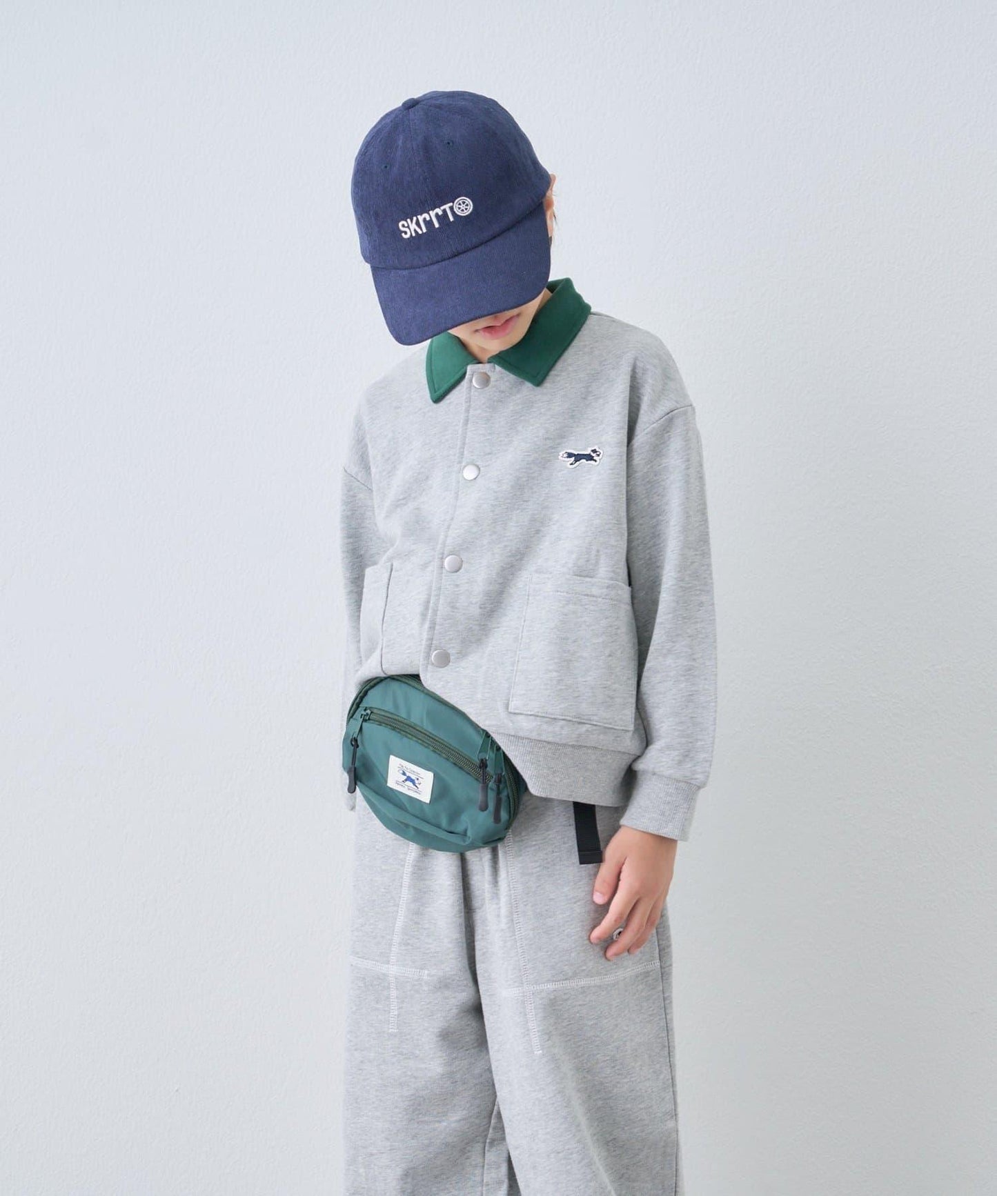 【KIDS】【FOX×TYPY】拼色翻領單點裝飾衛衣面料按扣開衫
