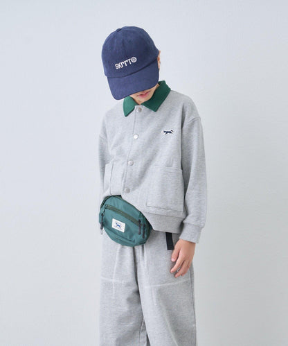 【KIDS】【FOX×TYPY】拼色翻領單點裝飾衛衣面料按扣開衫