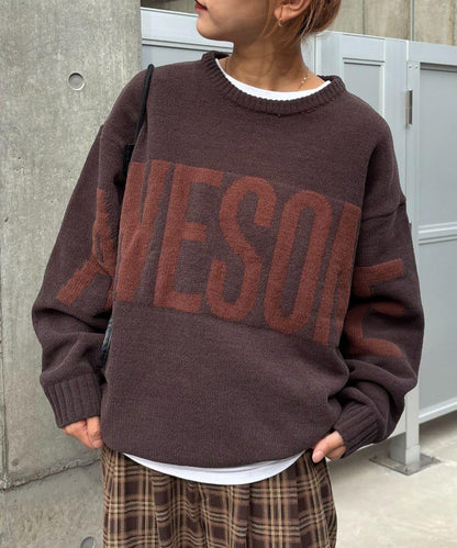 【UNISEX】提花絨標誌針織衫