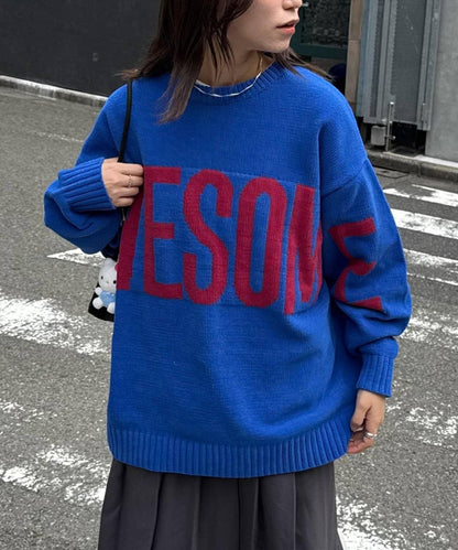 【UNISEX】提花絨標誌針織衫