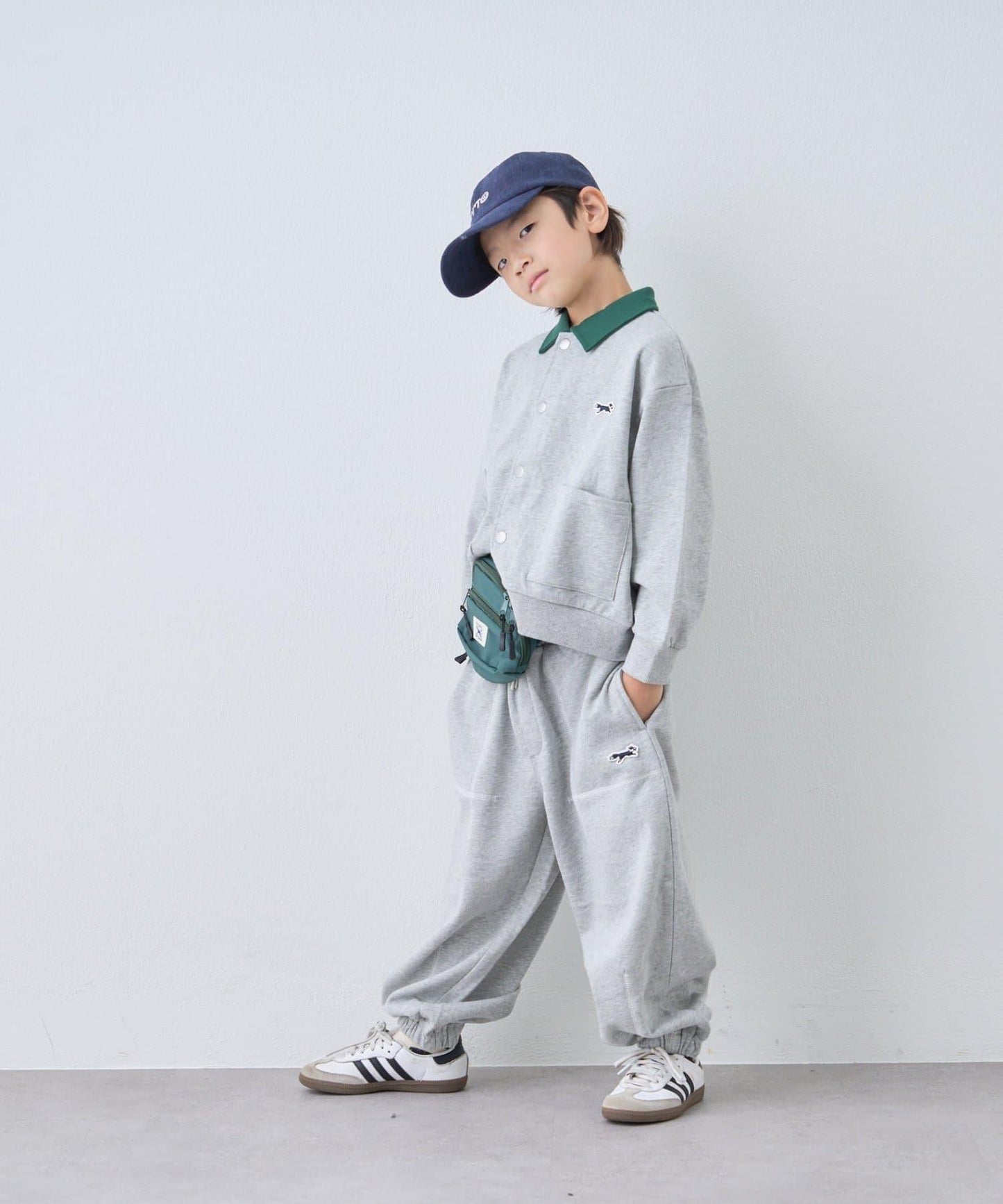 【KIDS】【FOX×TYPY】拼色翻領單點裝飾衛衣面料按扣開衫