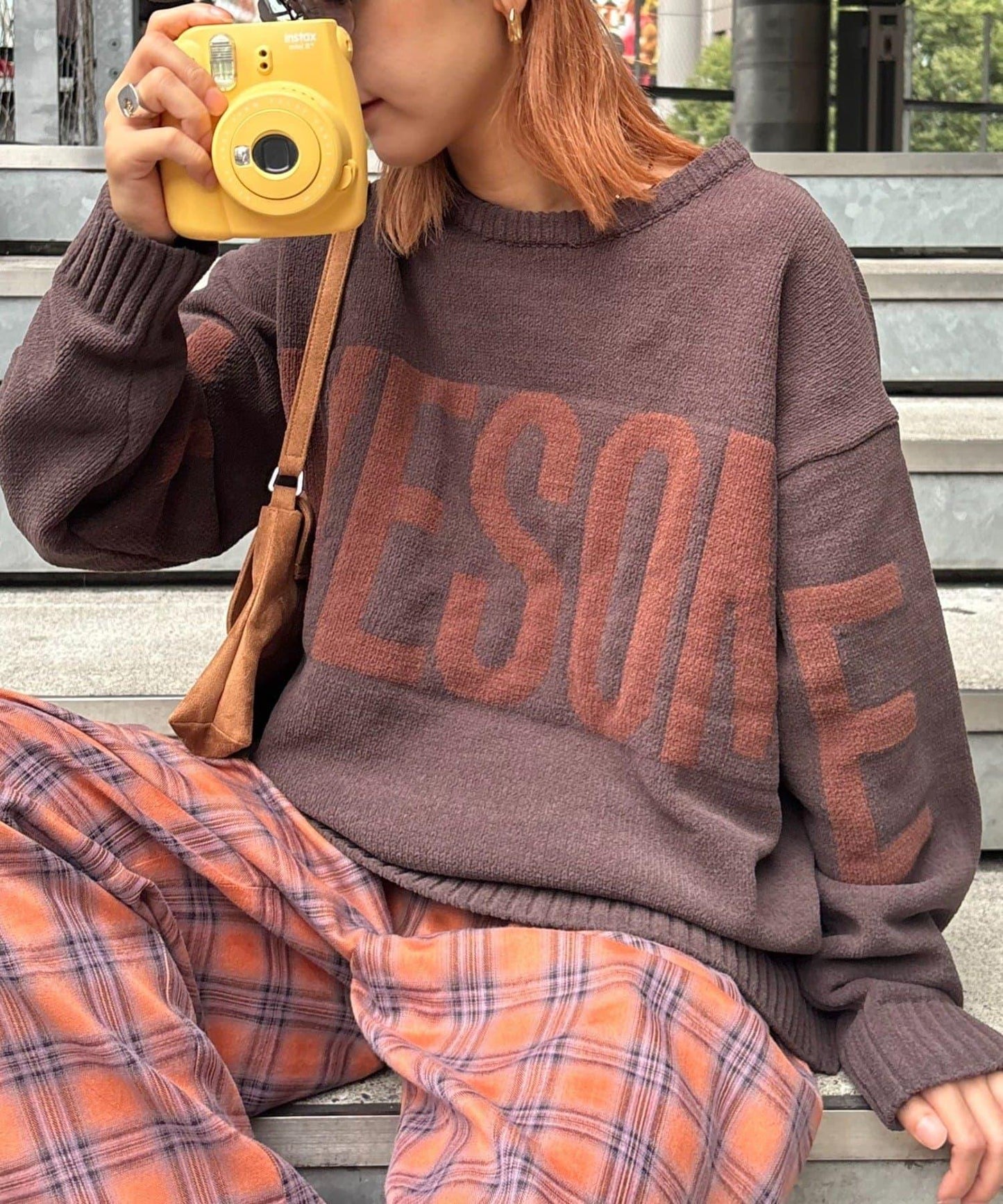 【UNISEX】提花絨標誌針織衫