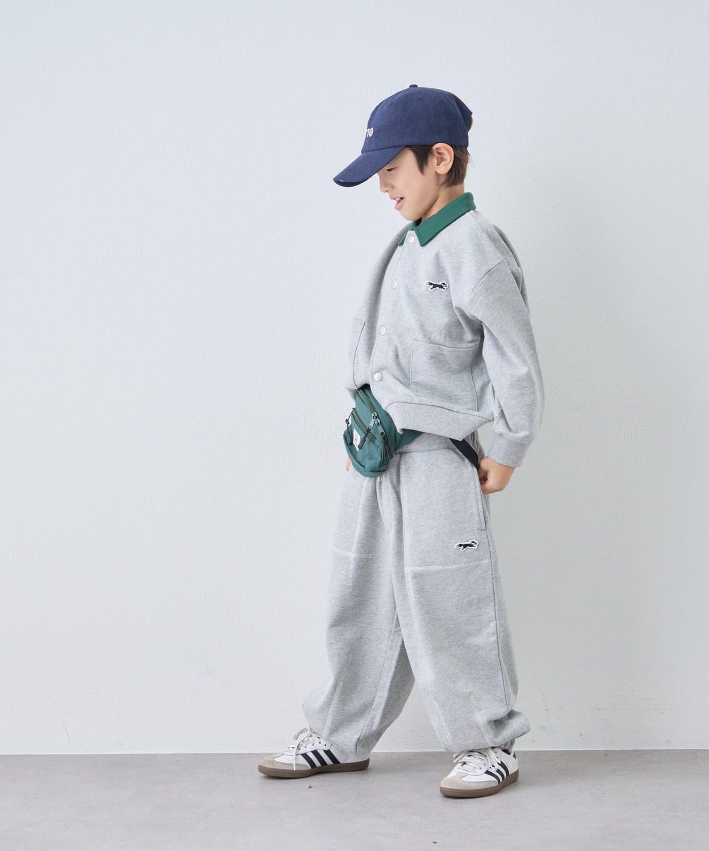 【KIDS】【FOX×TYPY】拼色翻領單點裝飾衛衣面料按扣開衫