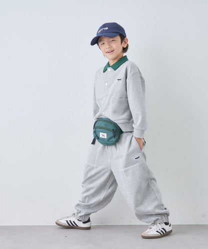 【KIDS】【FOX×TYPY】拼色翻領單點裝飾衛衣面料按扣開衫