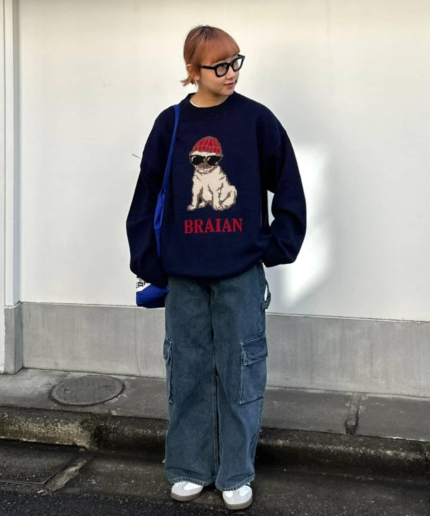 狗狗針織混合標誌提花毛衣