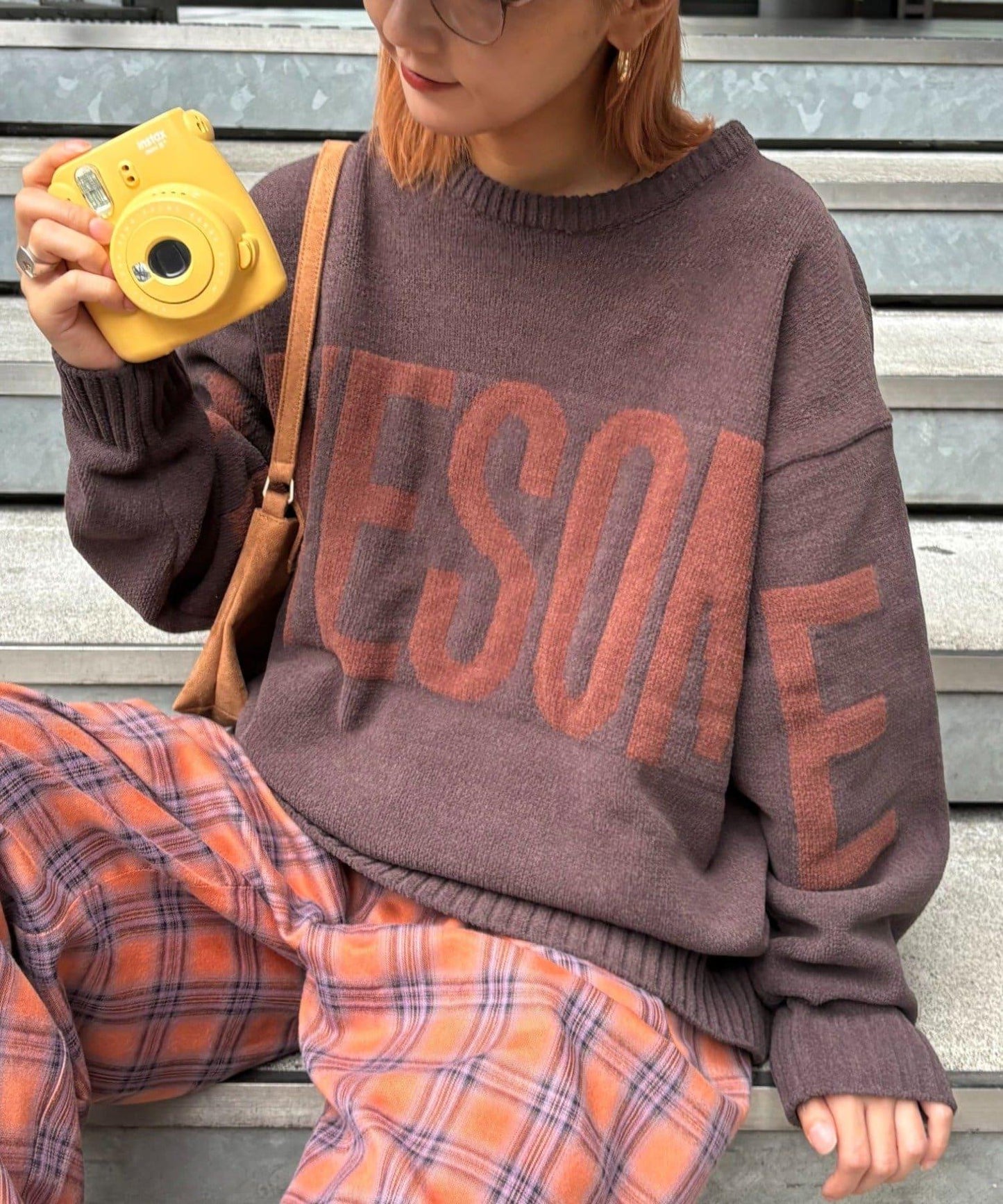 【UNISEX】提花絨標誌針織衫