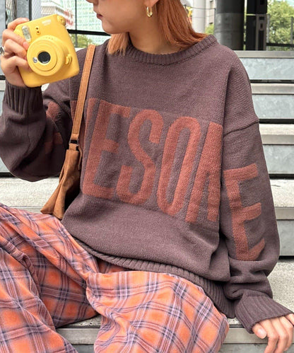 【UNISEX】提花絨標誌針織衫