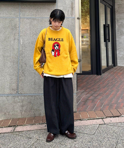 狗狗針織混合標誌提花毛衣