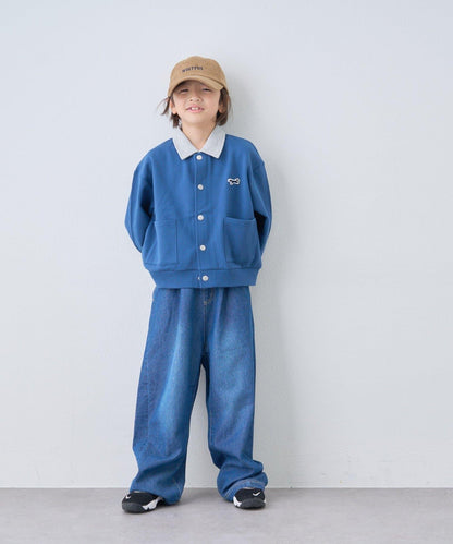 【KIDS】【FOX×TYPY】拼色翻領單點裝飾衛衣面料按扣開衫