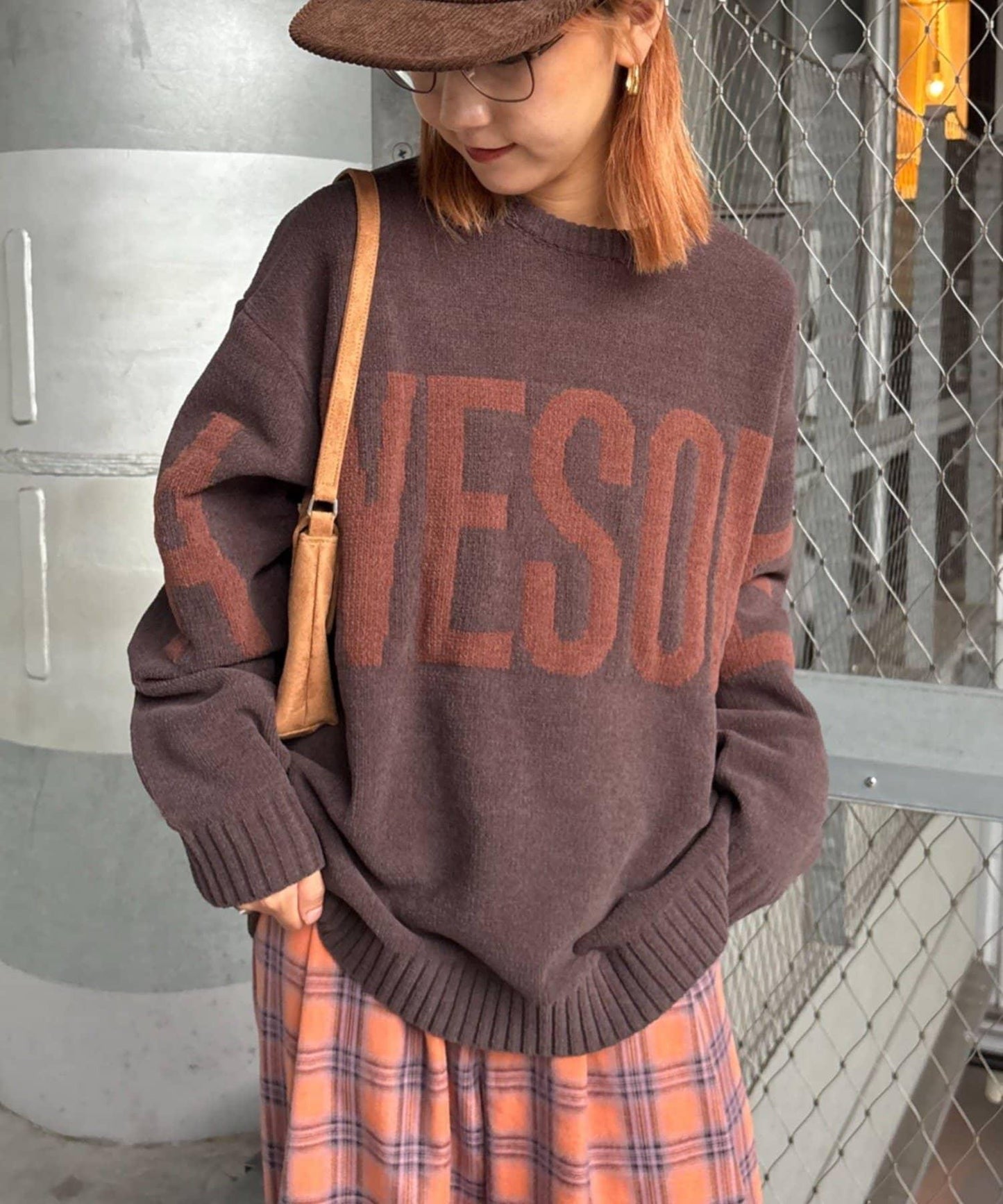 【UNISEX】提花絨標誌針織衫