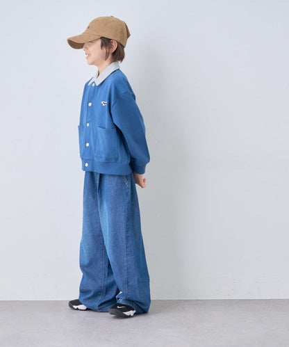 【KIDS】【FOX×TYPY】拼色翻領單點裝飾衛衣面料按扣開衫