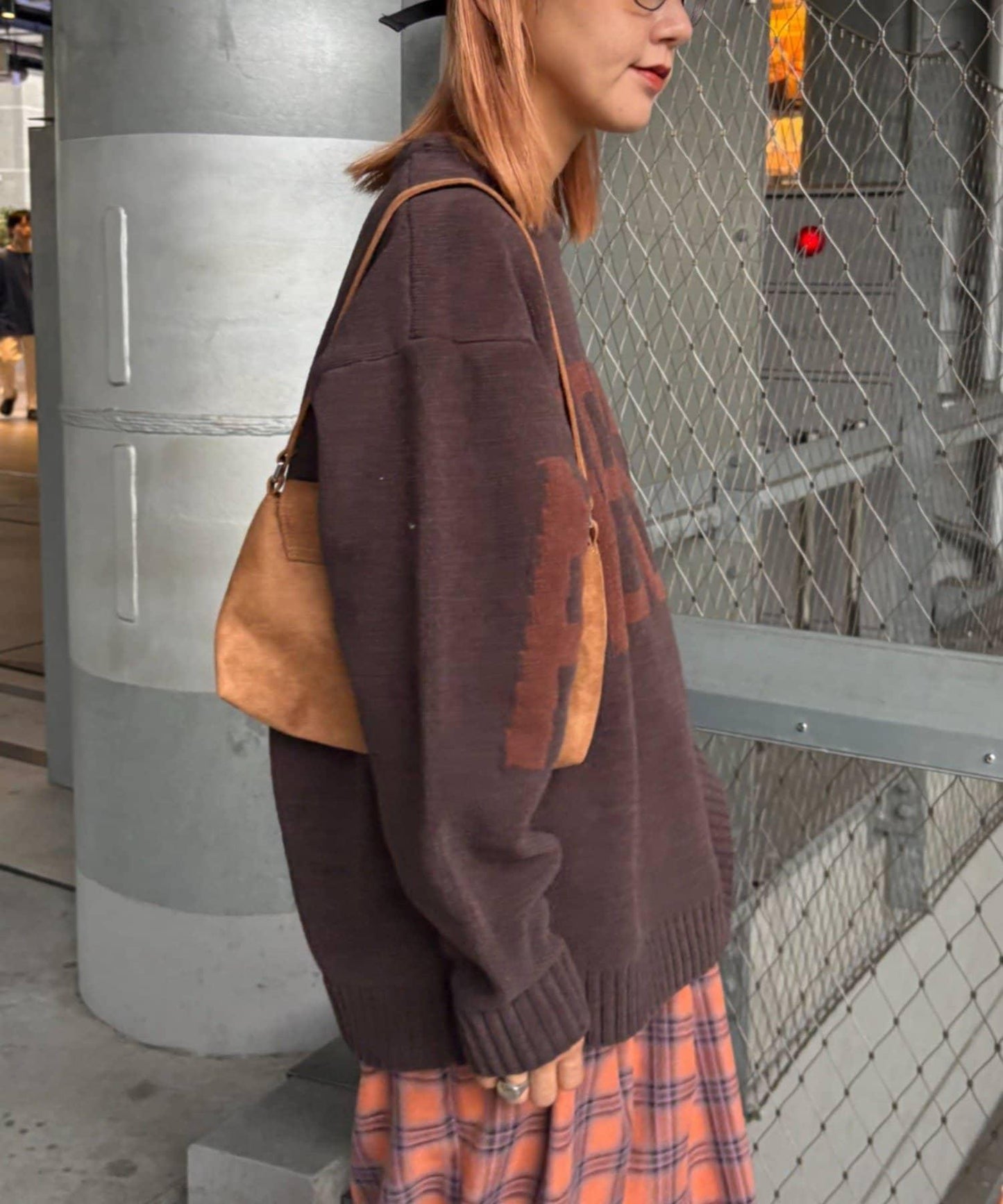 【UNISEX】提花絨標誌針織衫