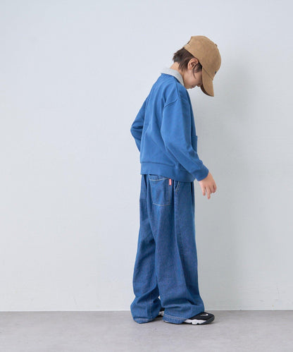 【KIDS】【FOX×TYPY】拼色翻領單點裝飾衛衣面料按扣開衫