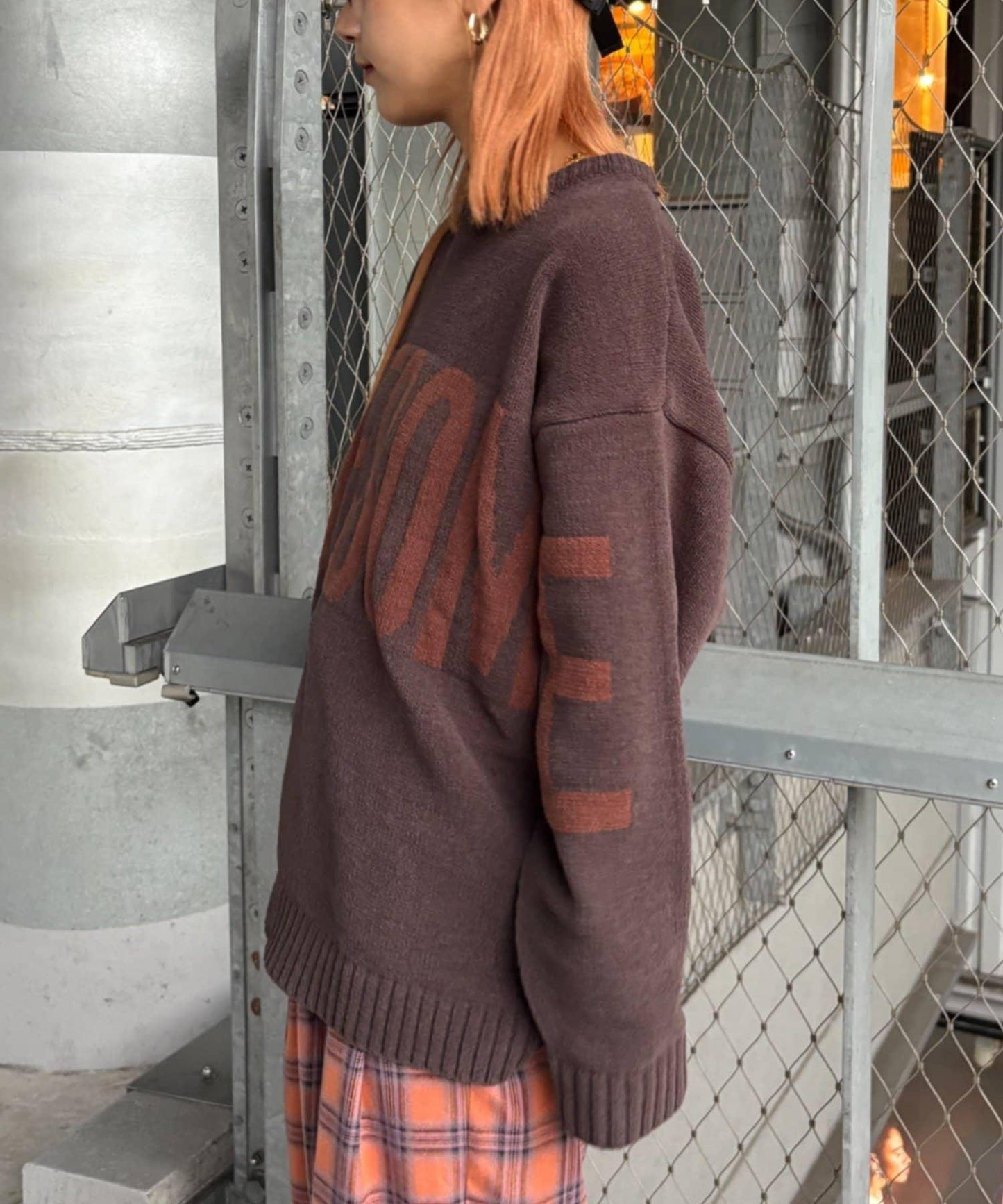 【UNISEX】提花絨標誌針織衫