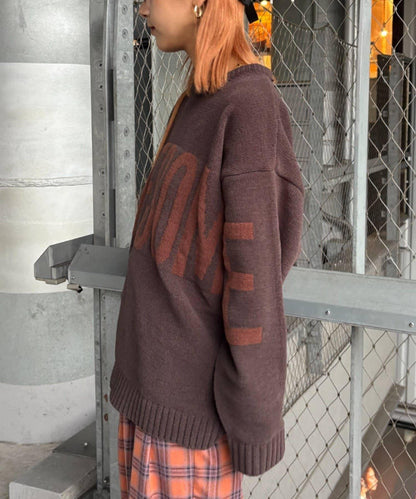 【UNISEX】提花絨標誌針織衫