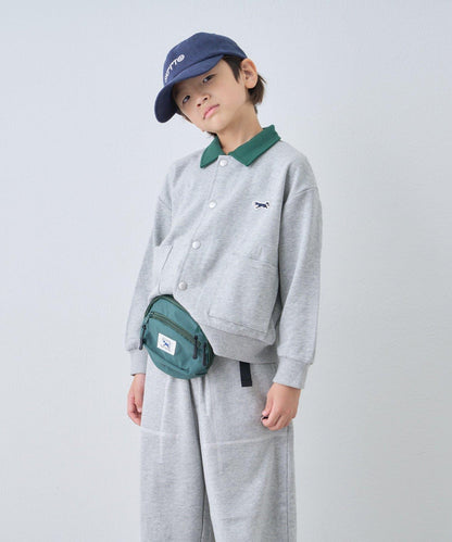 【KIDS】【FOX×TYPY】拼色翻領單點裝飾衛衣面料按扣開衫