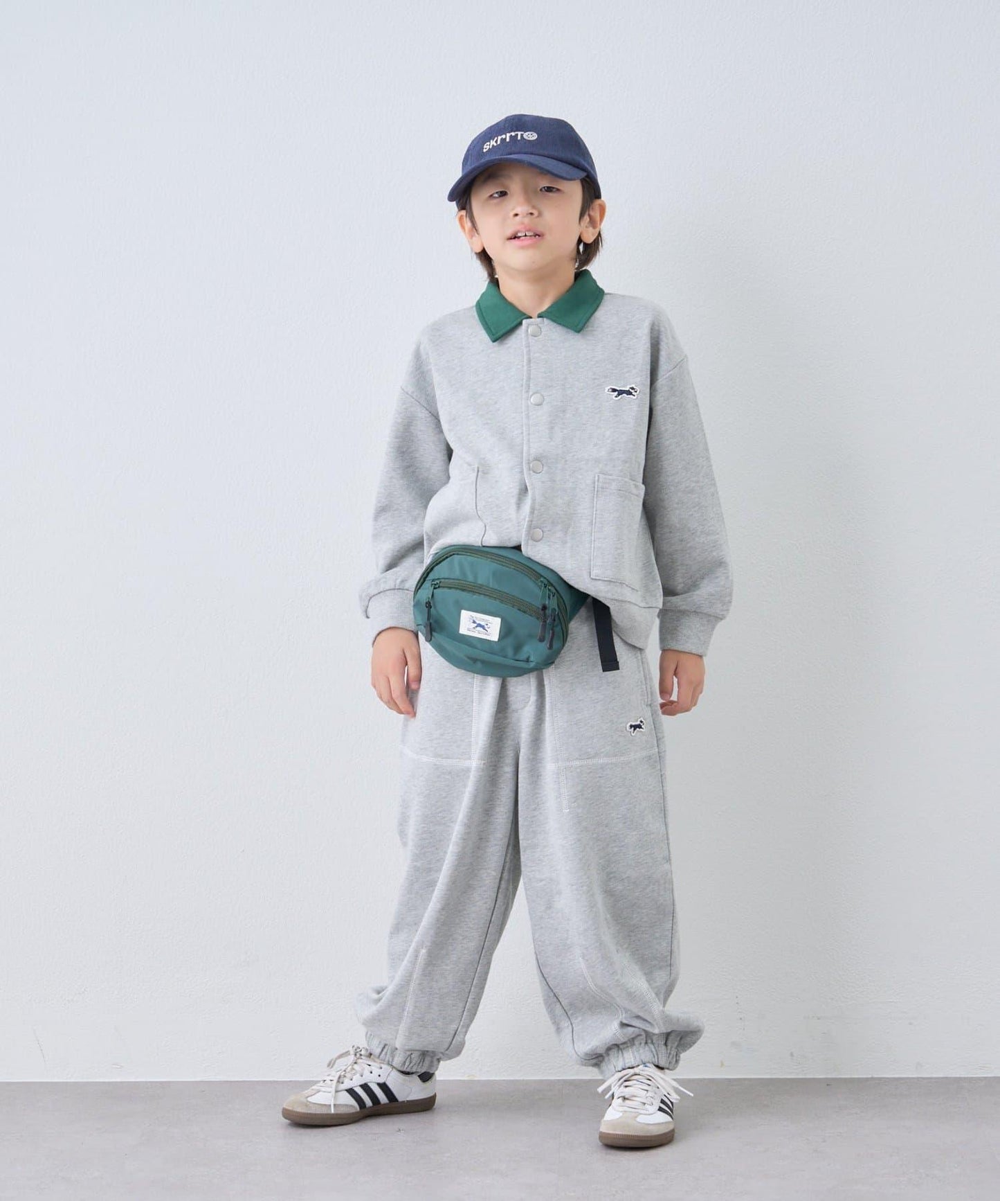 【KIDS】【FOX×TYPY】拼色翻領單點裝飾衛衣面料按扣開衫