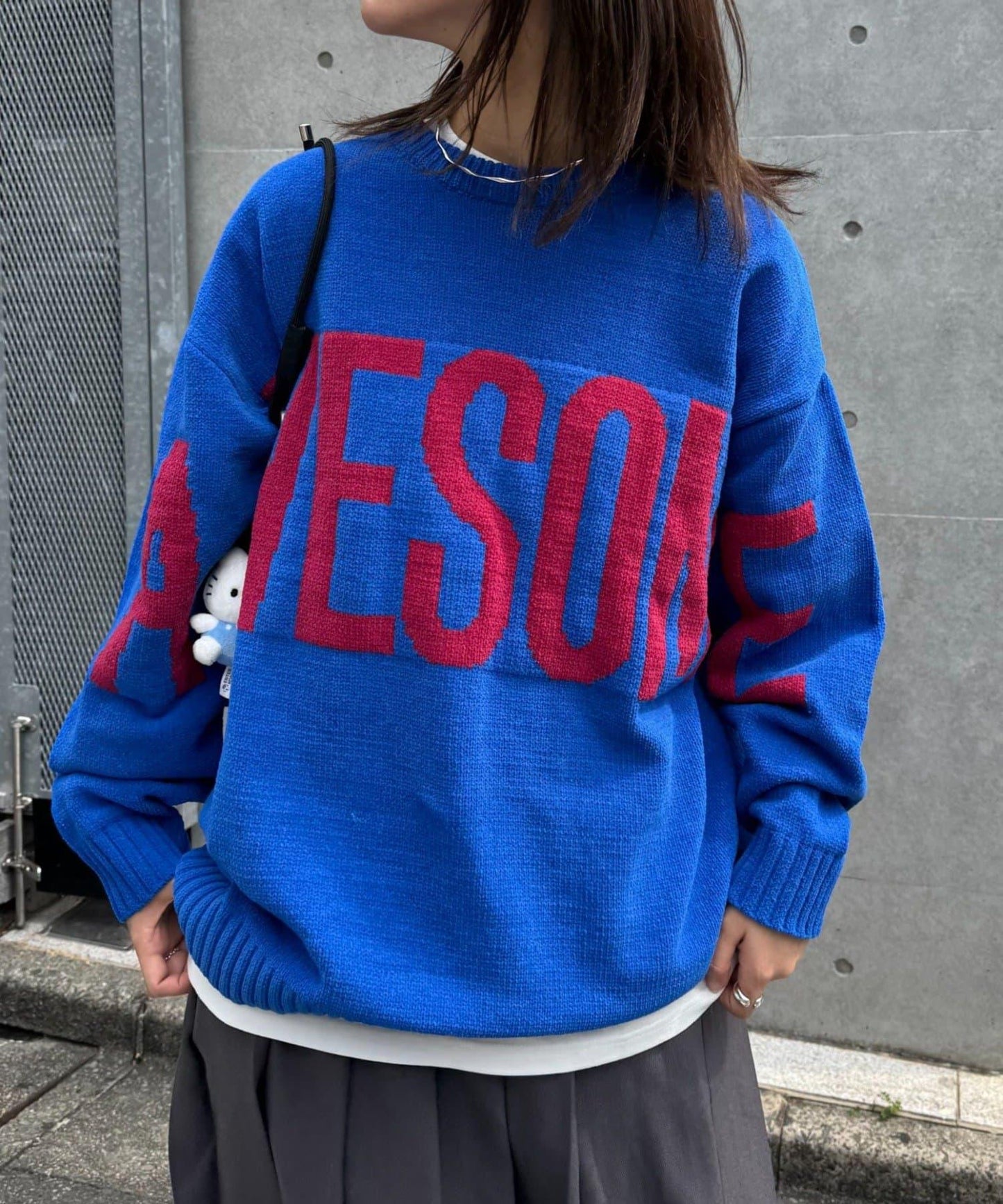 【UNISEX】提花絨標誌針織衫