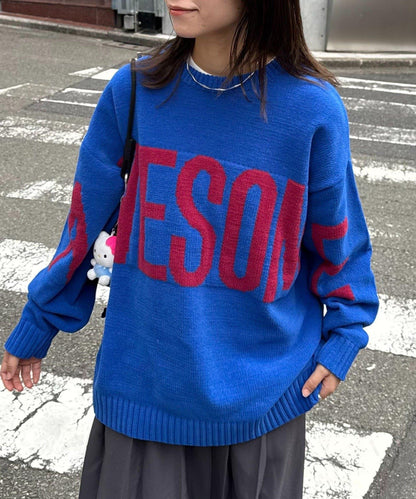 【UNISEX】提花絨標誌針織衫