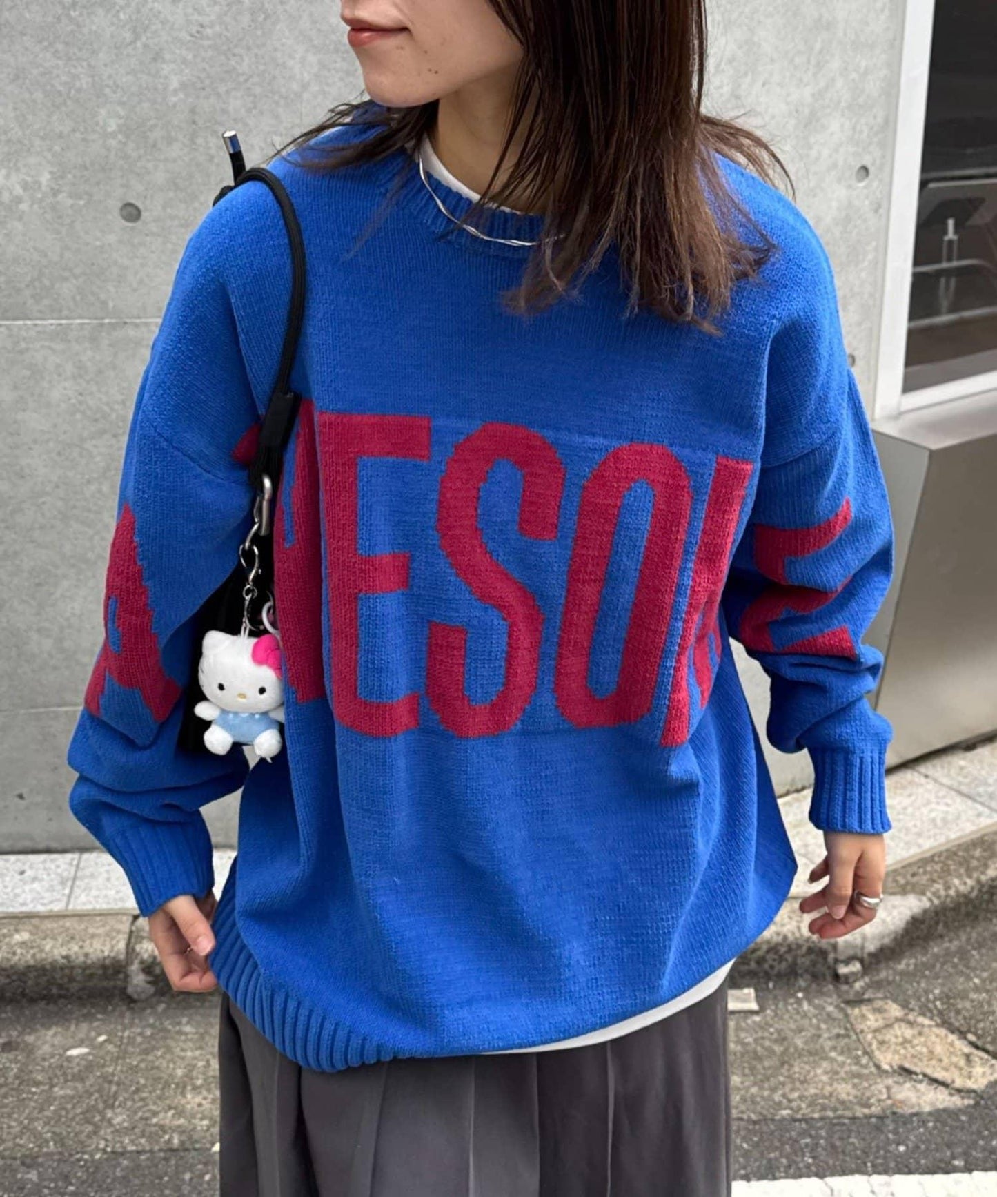 【UNISEX】提花絨標誌針織衫