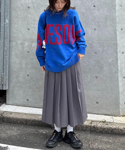 【UNISEX】提花絨標誌針織衫