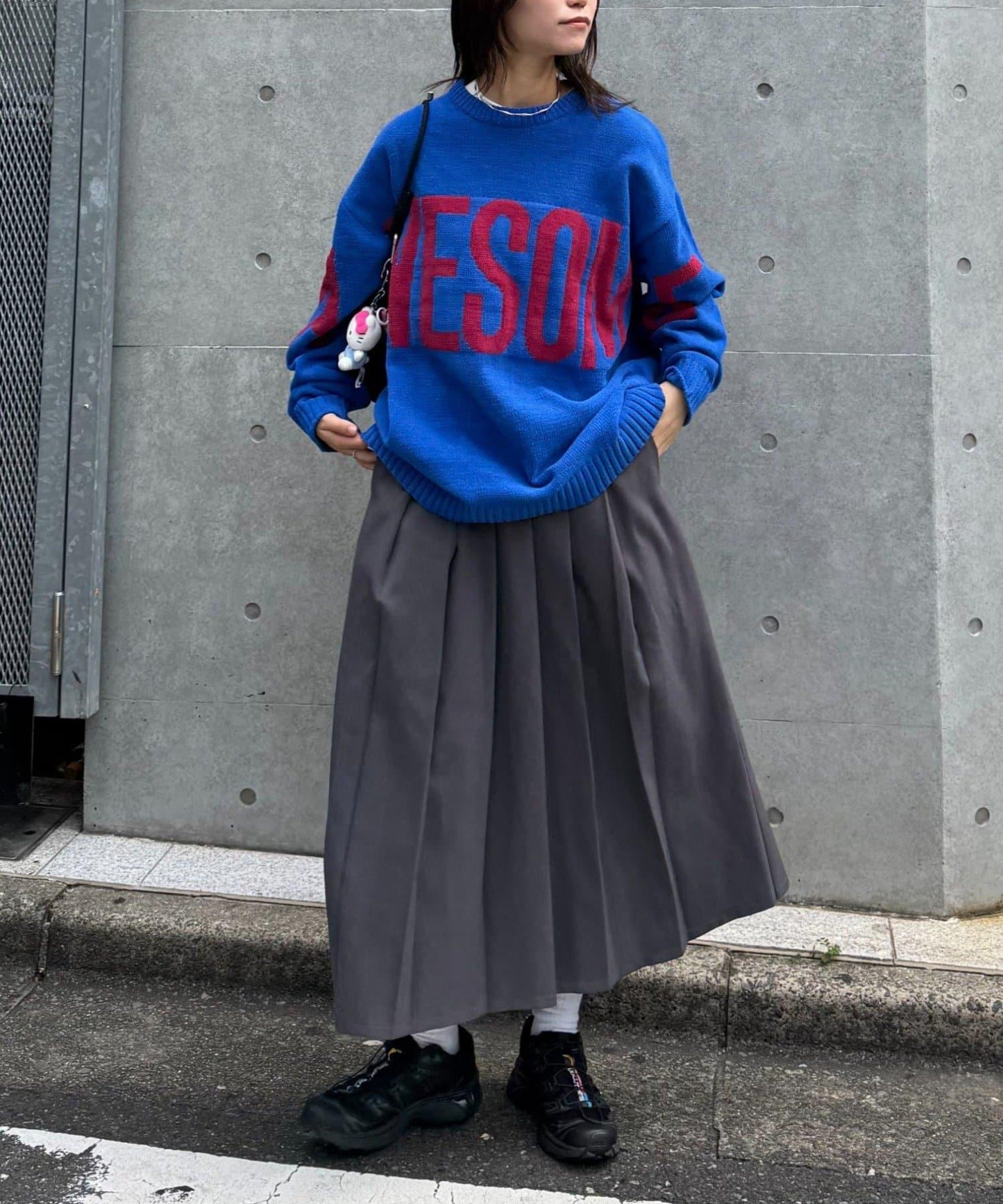 【UNISEX】提花絨標誌針織衫