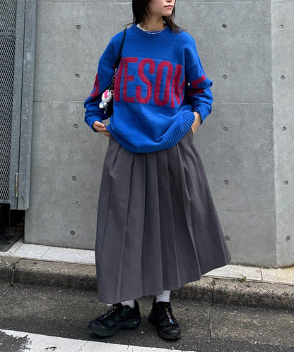 【UNISEX】提花絨標誌針織衫