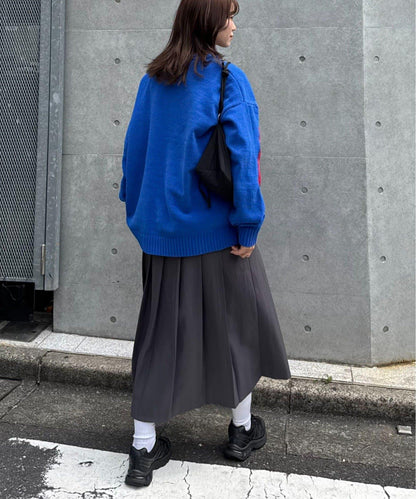 【UNISEX】提花絨標誌針織衫