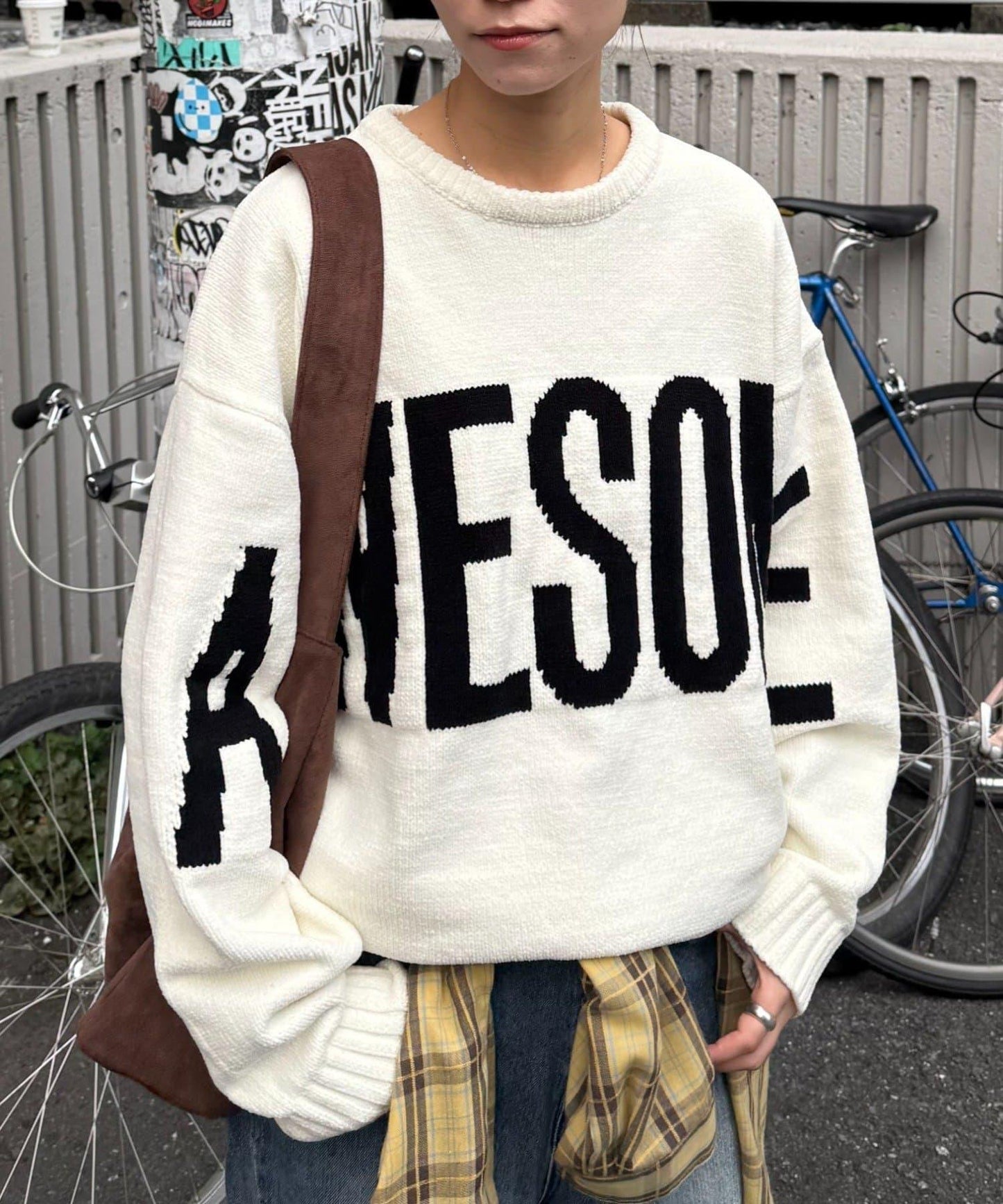 【UNISEX】提花絨標誌針織衫