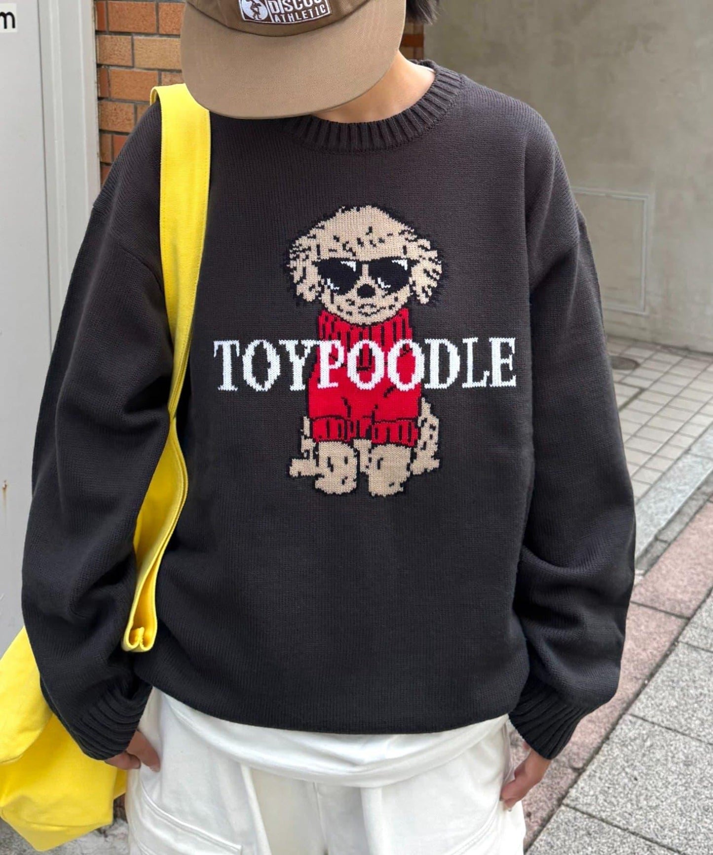 狗狗針織混合標誌提花毛衣