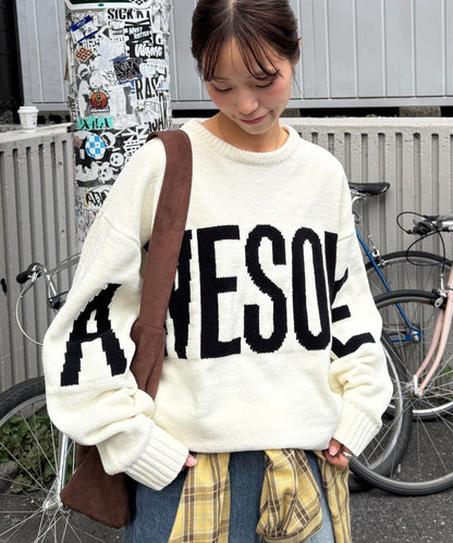 【UNISEX】提花絨標誌針織衫