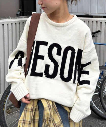 【UNISEX】提花絨標誌針織衫