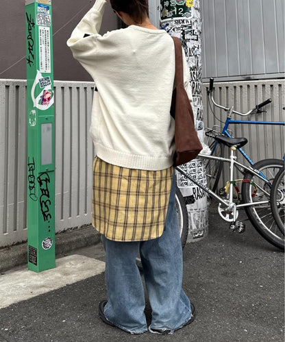 【UNISEX】提花絨標誌針織衫