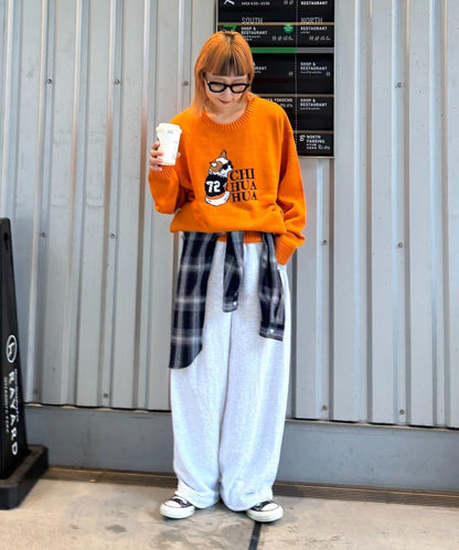 狗狗針織混合標誌提花毛衣