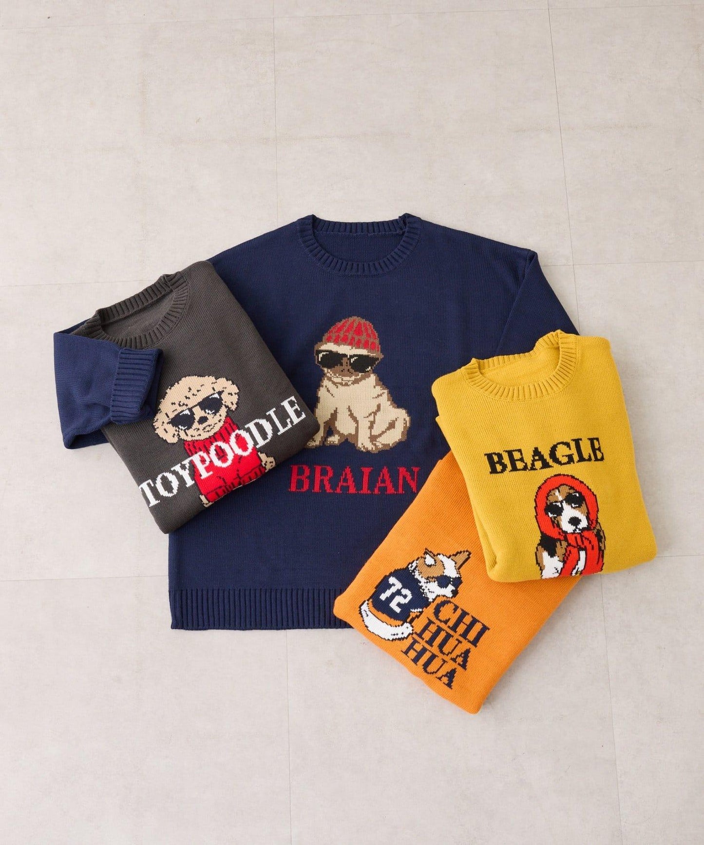 狗狗針織混合標誌提花毛衣