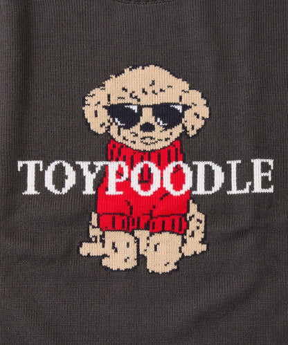 狗狗針織混合標誌提花毛衣